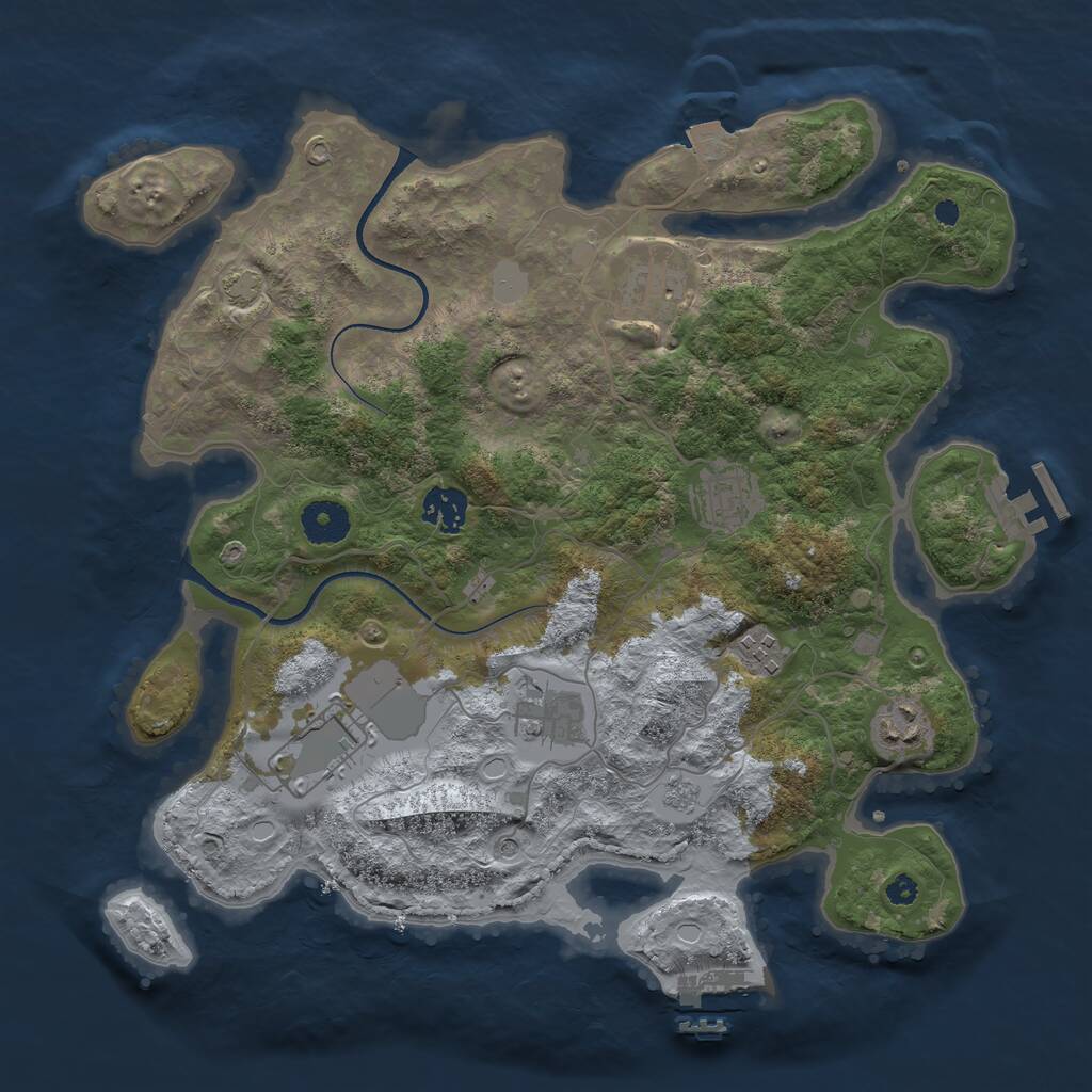 Rust Map: Procedural Map, Size: 3550, Seed: 725595, 13 Monuments