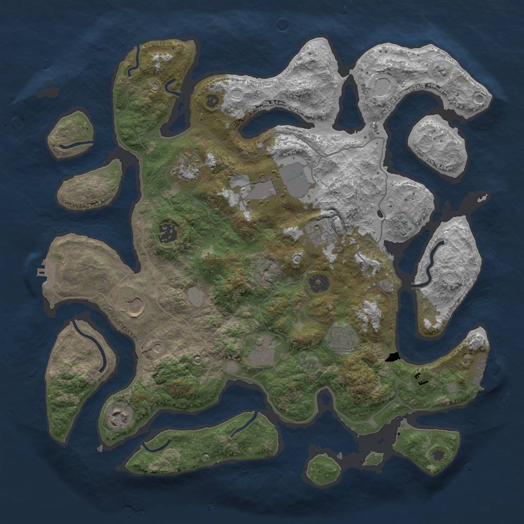 Rust Map: Procedural Map, Size: 4000, Seed: 80340411, 17 Monuments