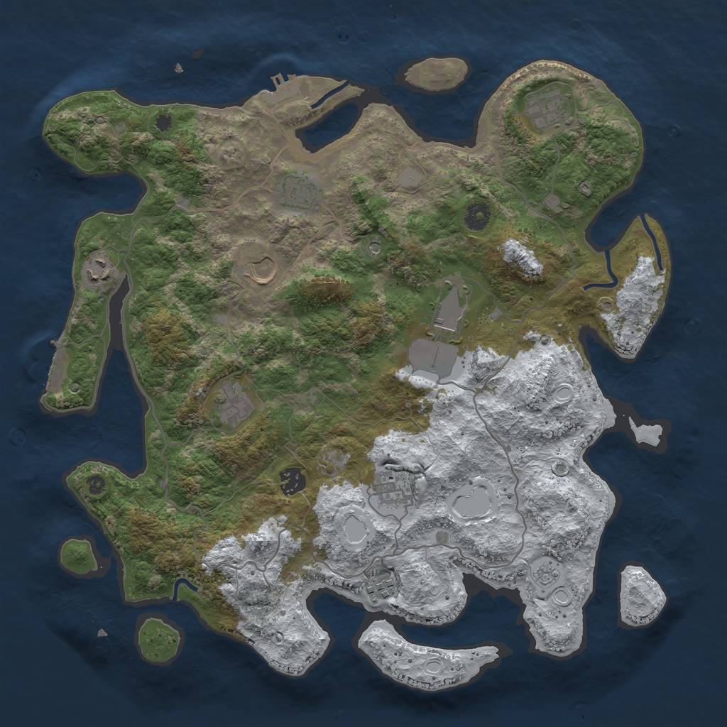 Rust Map: Procedural Map, Size: 4000, Seed: 551527, 18 Monuments