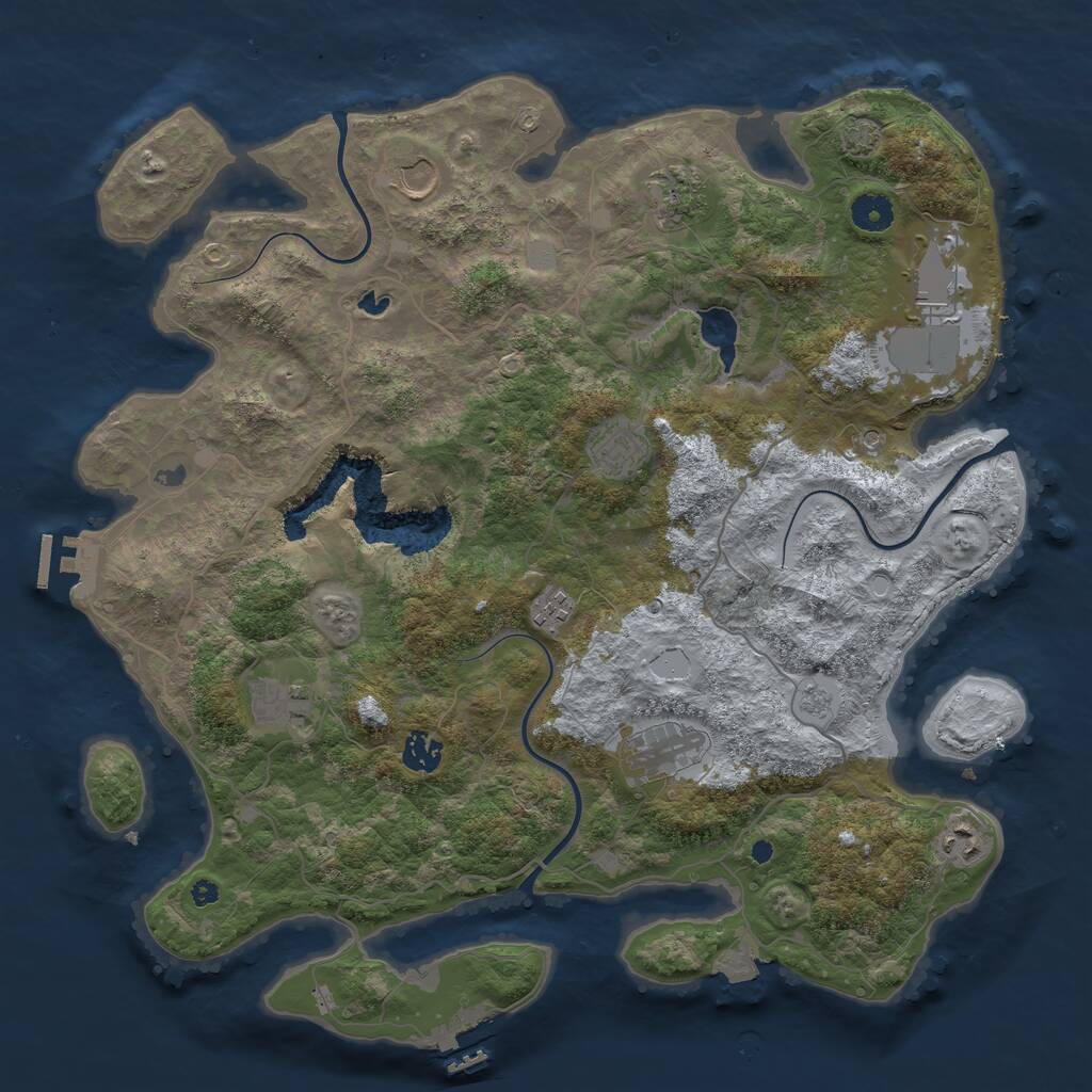 Rust Map: Procedural Map, Size: 4050, Seed: 1836856646, 15 Monuments