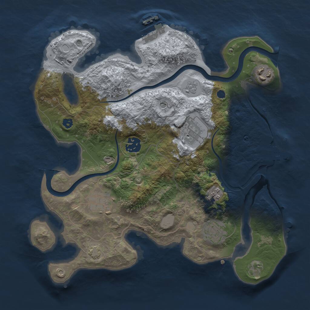 Rust Map: Procedural Map, Size: 3000, Seed: 1163139183, 12 Monuments
