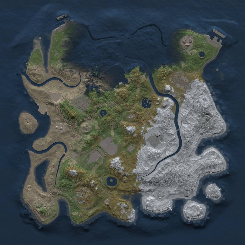 Rust Map: Procedural Map, Size: 3550, Seed: 238791, 15 Monuments