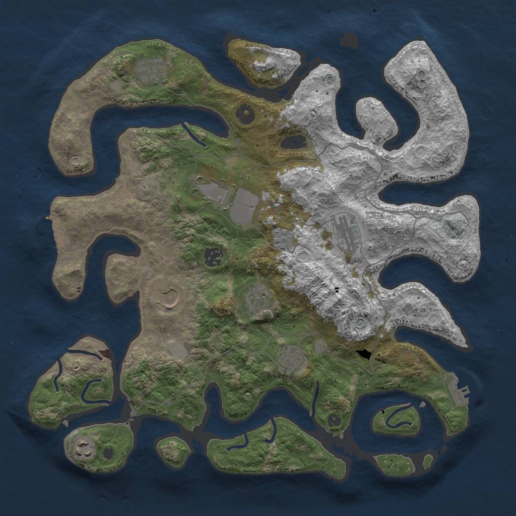Rust Map: Procedural Map, Size: 4000, Seed: 638655, 17 Monuments