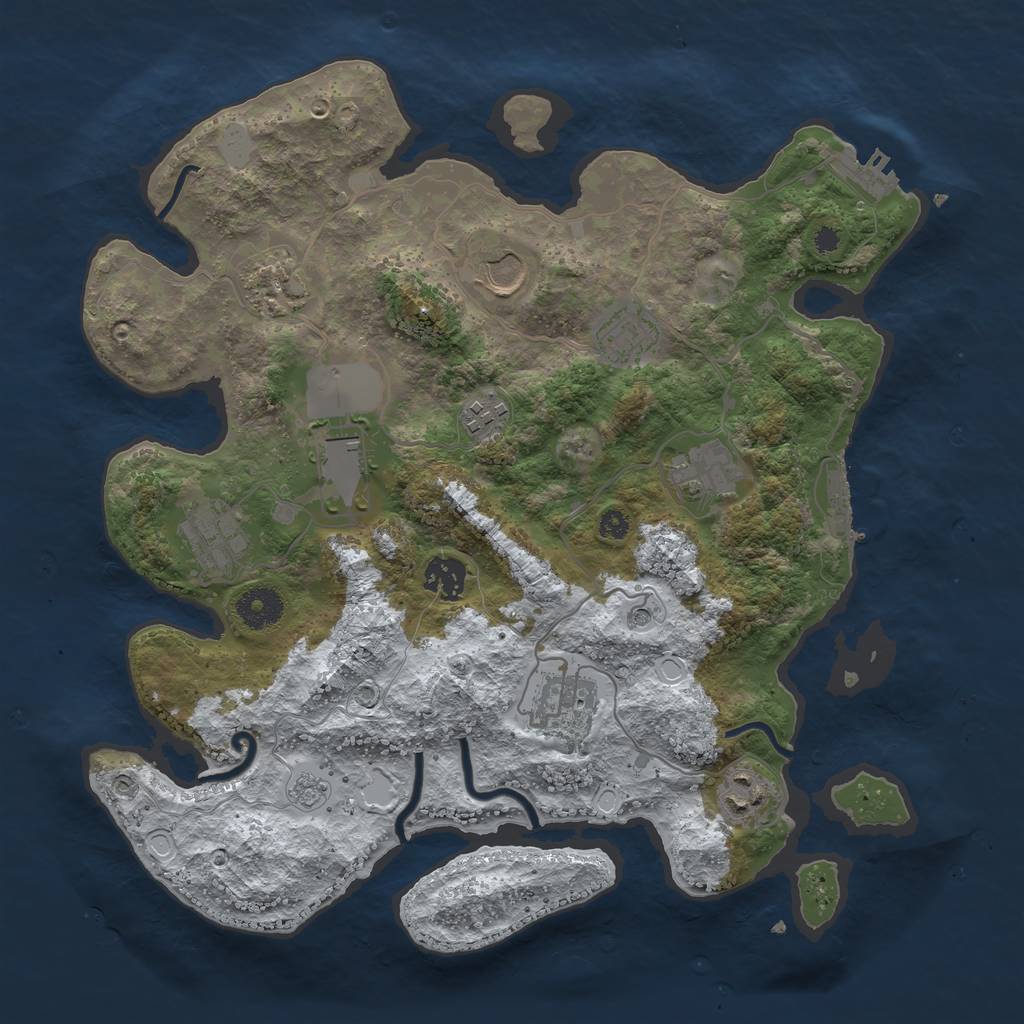 Rust Map: Procedural Map, Size: 3550, Seed: 535702, 19 Monuments