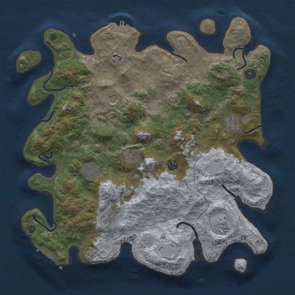 Rust Map: Procedural Map, Size: 4000, Seed: 830516, 18 Monuments