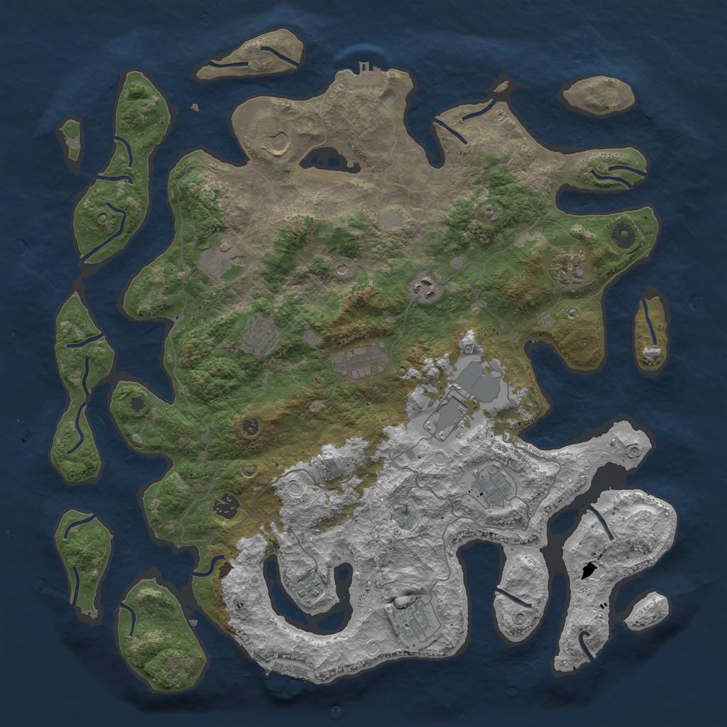 Rust Map: Procedural Map, Size: 4500, Seed: 73750433, 19 Monuments