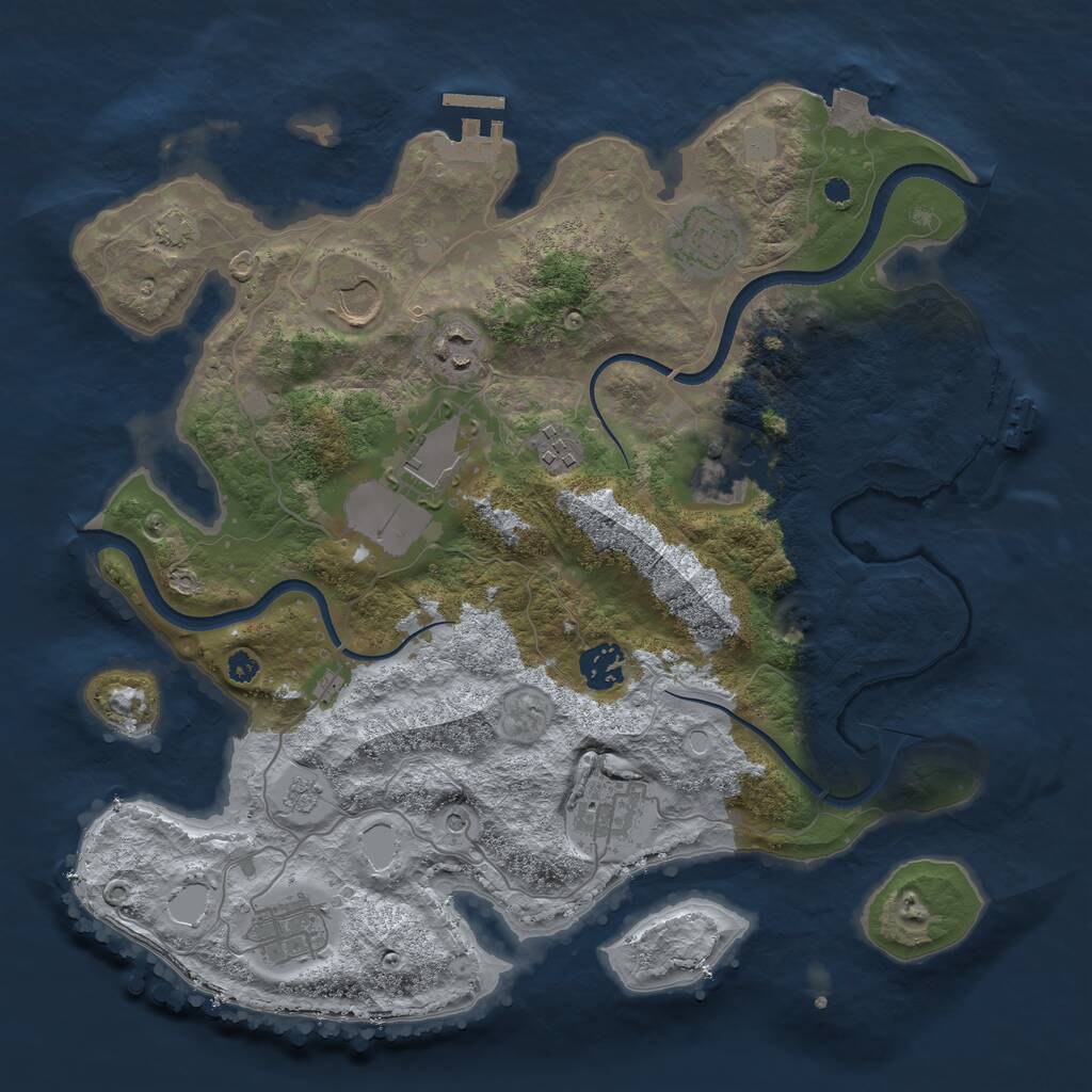 Rust Map: Procedural Map, Size: 3550, Seed: 304363, 15 Monuments