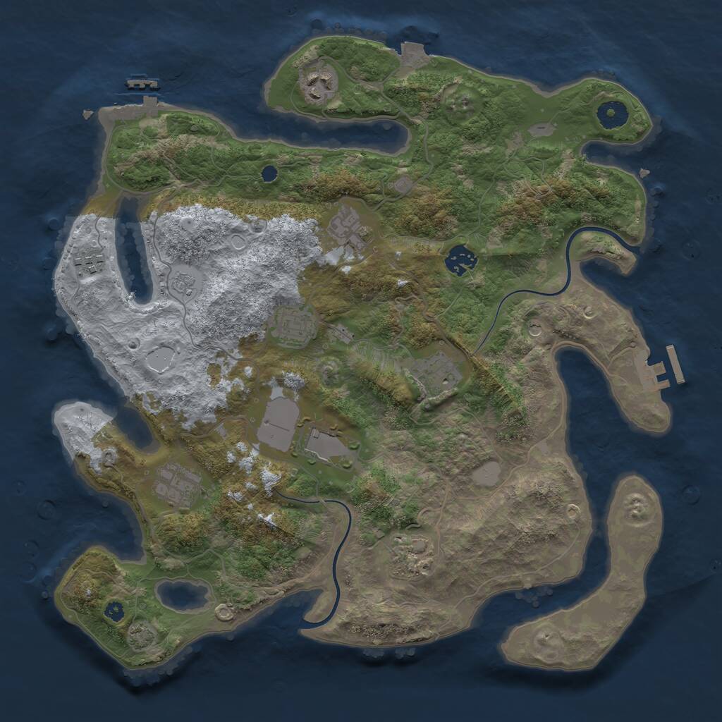 Rust Map: Procedural Map, Size: 3700, Seed: 2096472311, 15 Monuments