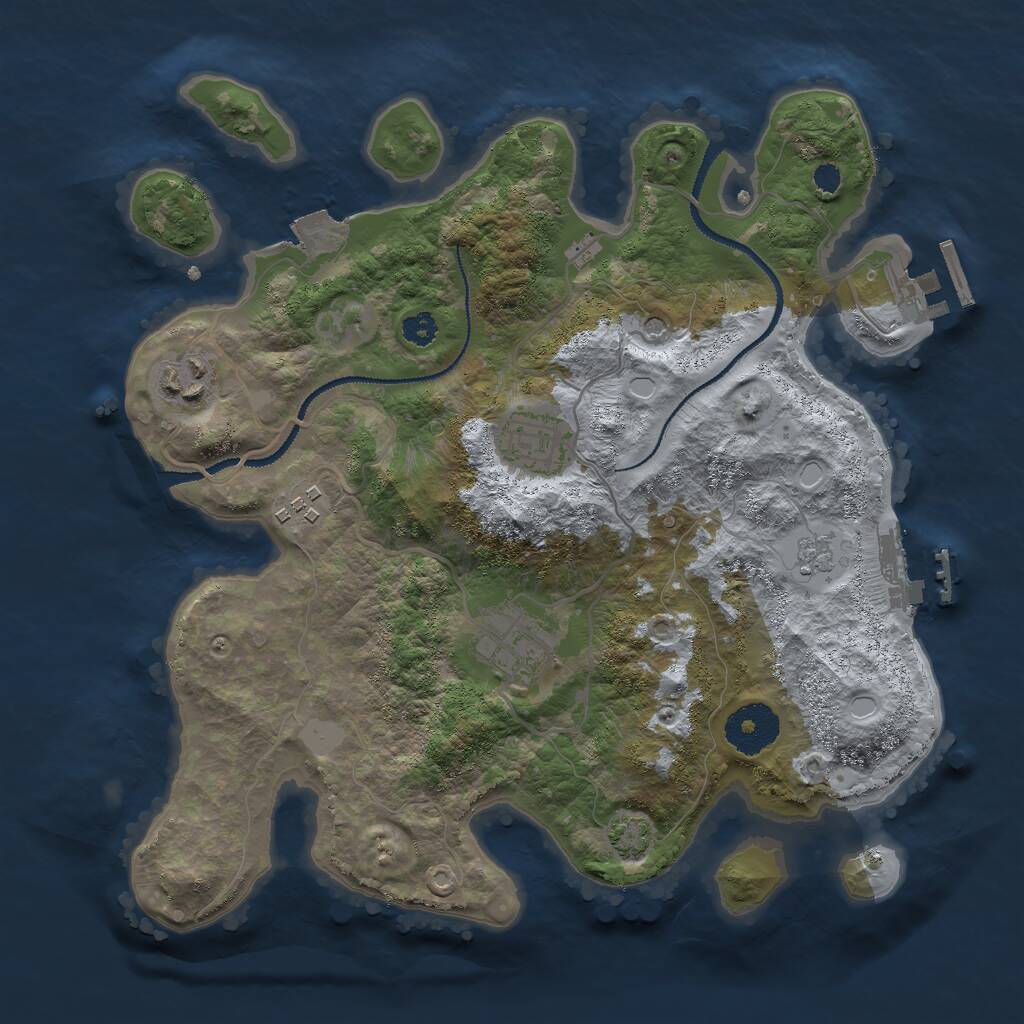 Rust Map: Procedural Map, Size: 3000, Seed: 214125, 10 Monuments