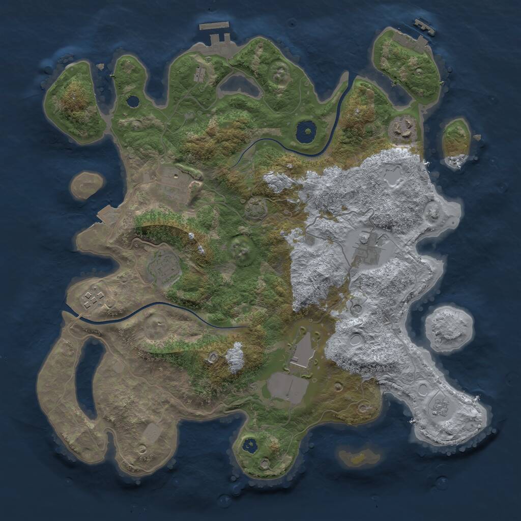 Rust Map: Procedural Map, Size: 3550, Seed: 380249, 12 Monuments