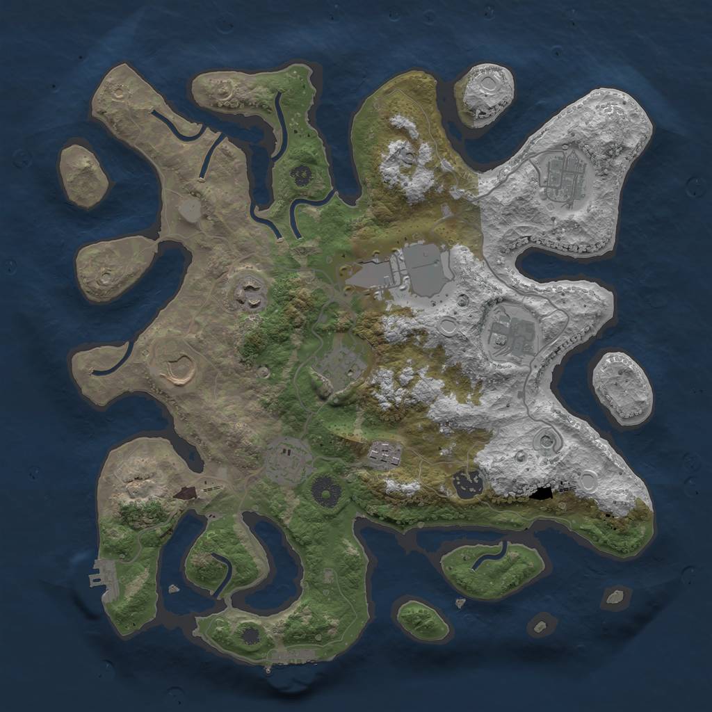 Rust Map: Procedural Map, Size: 3550, Seed: 194125, 17 Monuments
