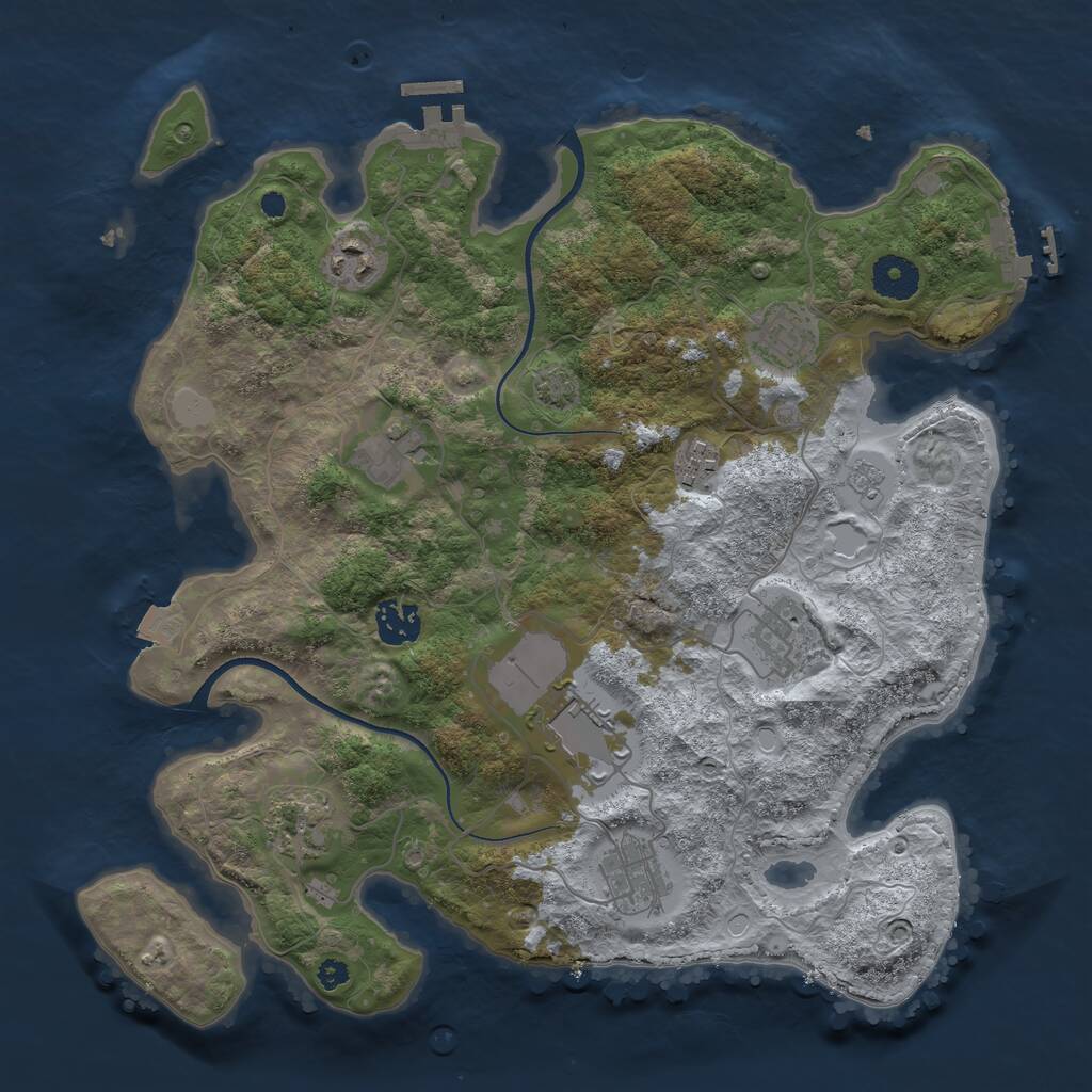 Rust Map: Procedural Map, Size: 3550, Seed: 366173, 14 Monuments