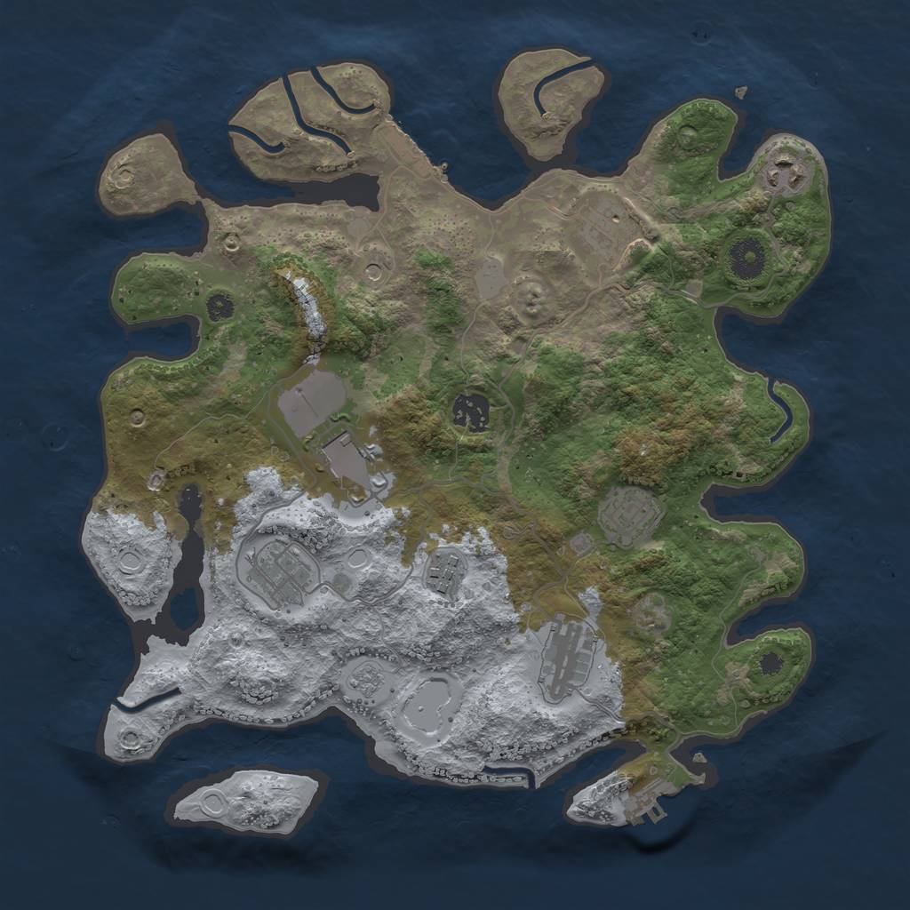 Rust Map: Procedural Map, Size: 3500, Seed: 112130491, 17 Monuments