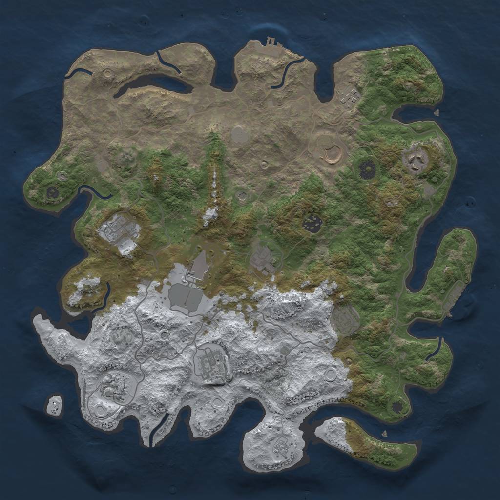 Rust Map: Procedural Map, Size: 4000, Seed: 621778, 19 Monuments