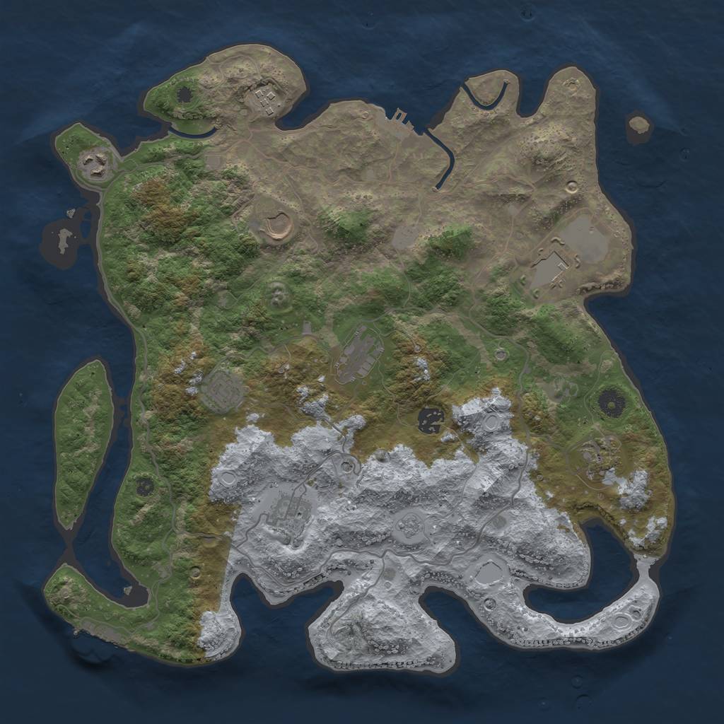 Rust Map: Procedural Map, Size: 4000, Seed: 672307, 18 Monuments