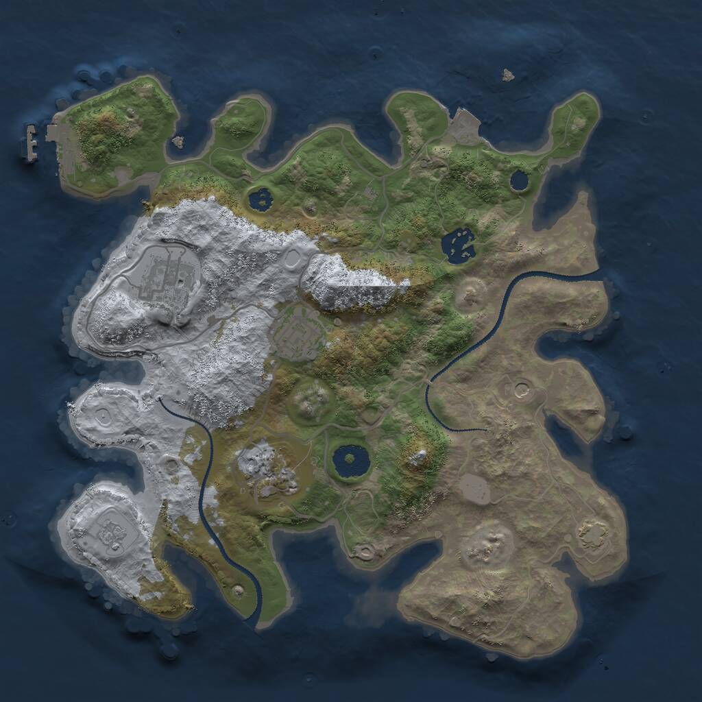 Rust Map: Procedural Map, Size: 3000, Seed: 500003, 9 Monuments