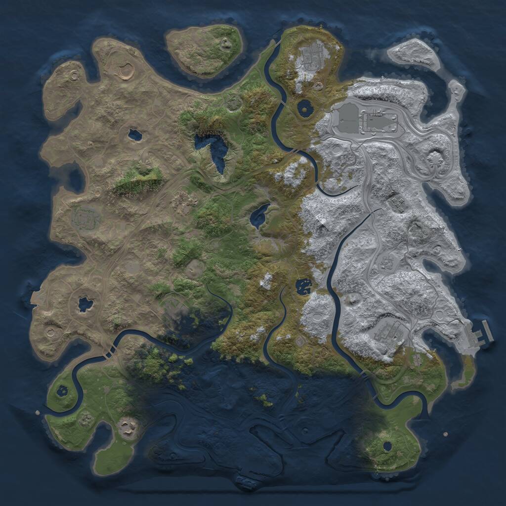 Rust Map: Procedural Map, Size: 4500, Seed: 1302371, 16 Monuments