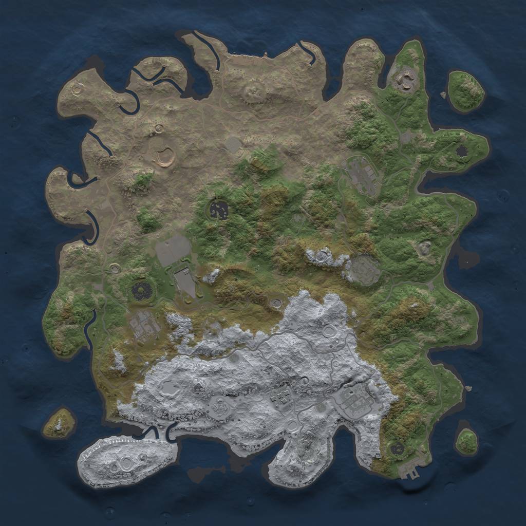 Rust Map: Procedural Map, Size: 4000, Seed: 35045, 18 Monuments