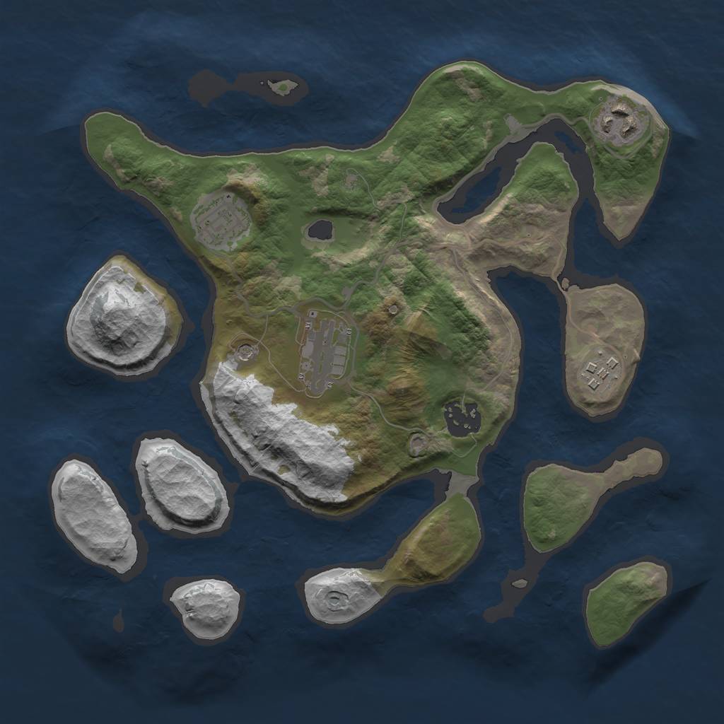 Rust Map: Barren, Size: 2879, Seed: 2156, 8 Monuments