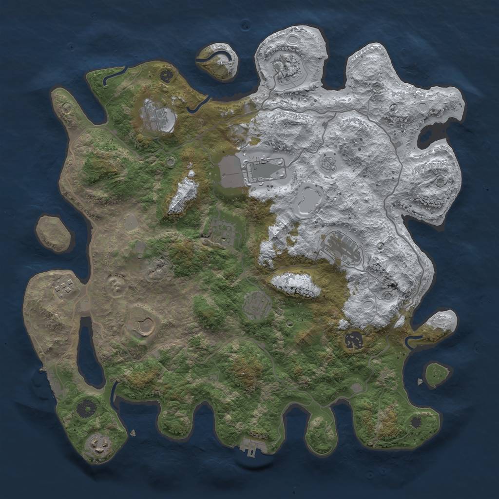 Rust Map: Procedural Map, Size: 4000, Seed: 929291, 19 Monuments