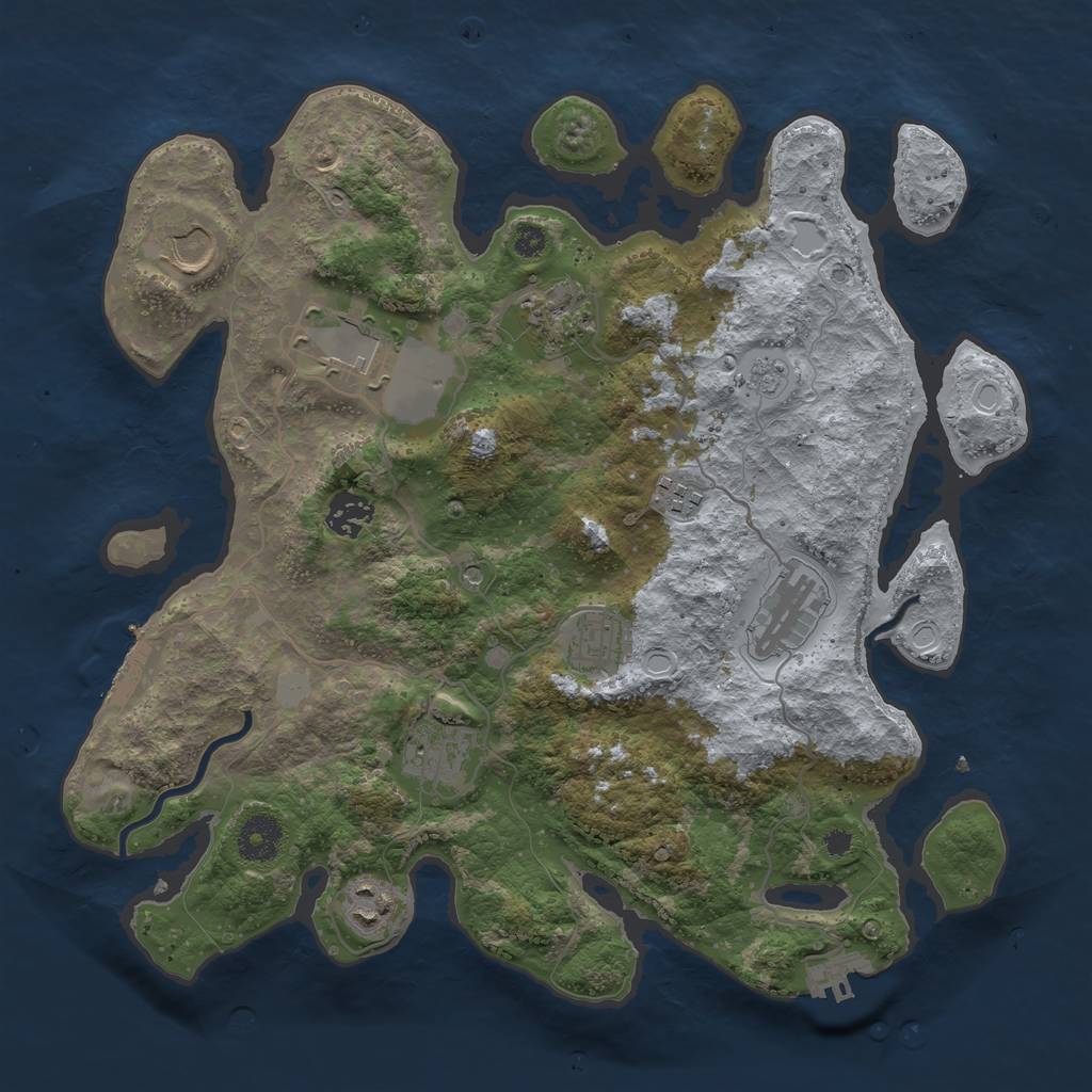 Rust Map: Procedural Map, Size: 3550, Seed: 20569, 16 Monuments