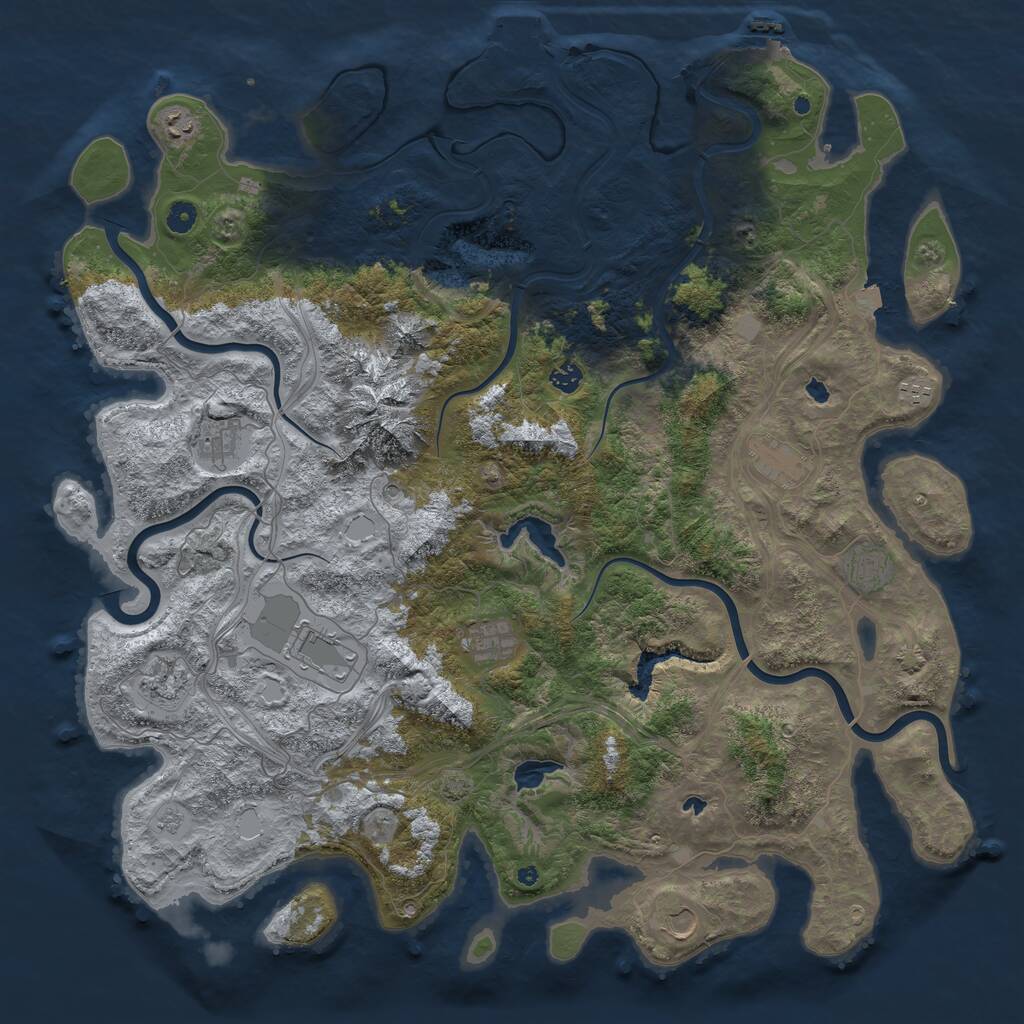 Rust Map: Procedural Map, Size: 5000, Seed: 775279936, 16 Monuments