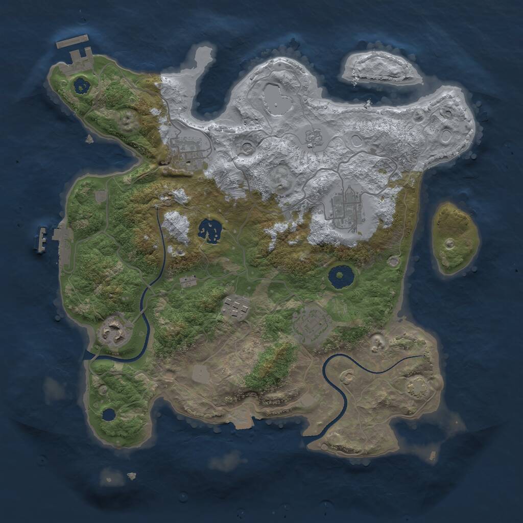 Rust Map: Procedural Map, Size: 3250, Seed: 835149066, 12 Monuments