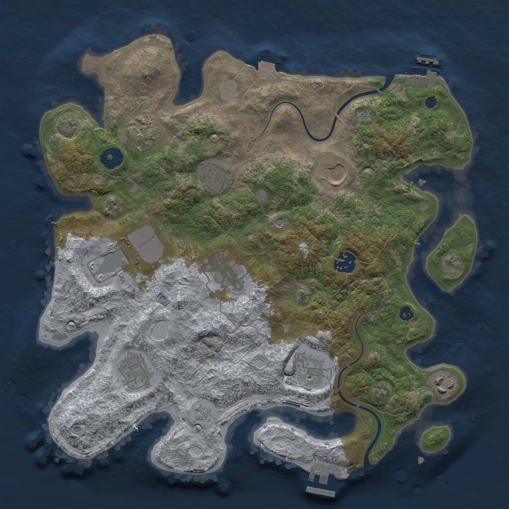 Rust Map: Procedural Map, Size: 3550, Seed: 179155, 15 Monuments