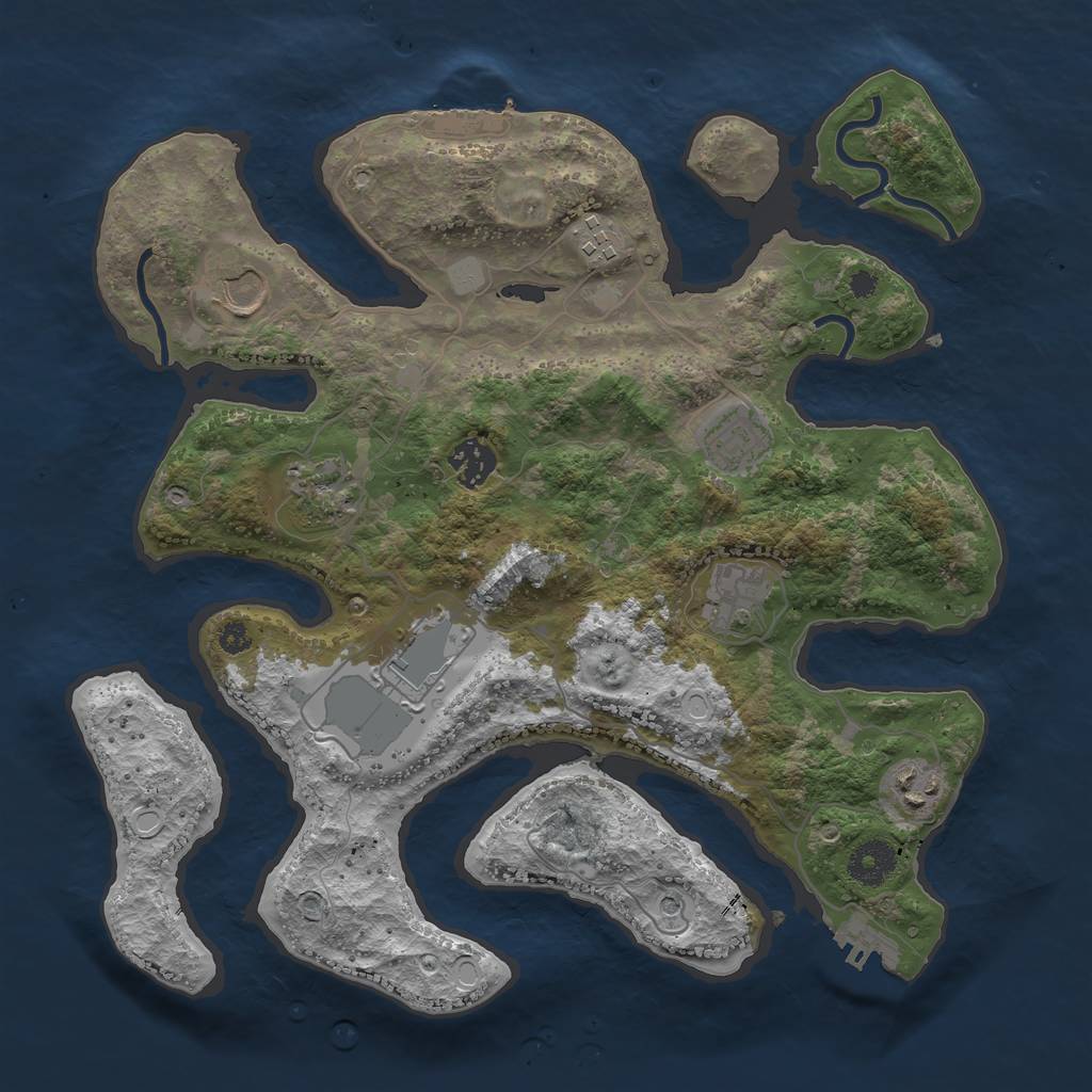 Rust Map: Procedural Map, Size: 3500, Seed: 1424463735, 16 Monuments
