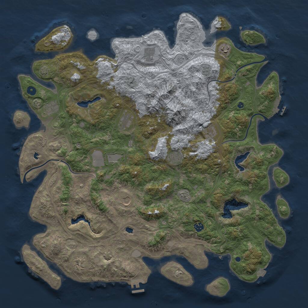 Rust Map: Procedural Map, Size: 5000, Seed: 215850501, 17 Monuments