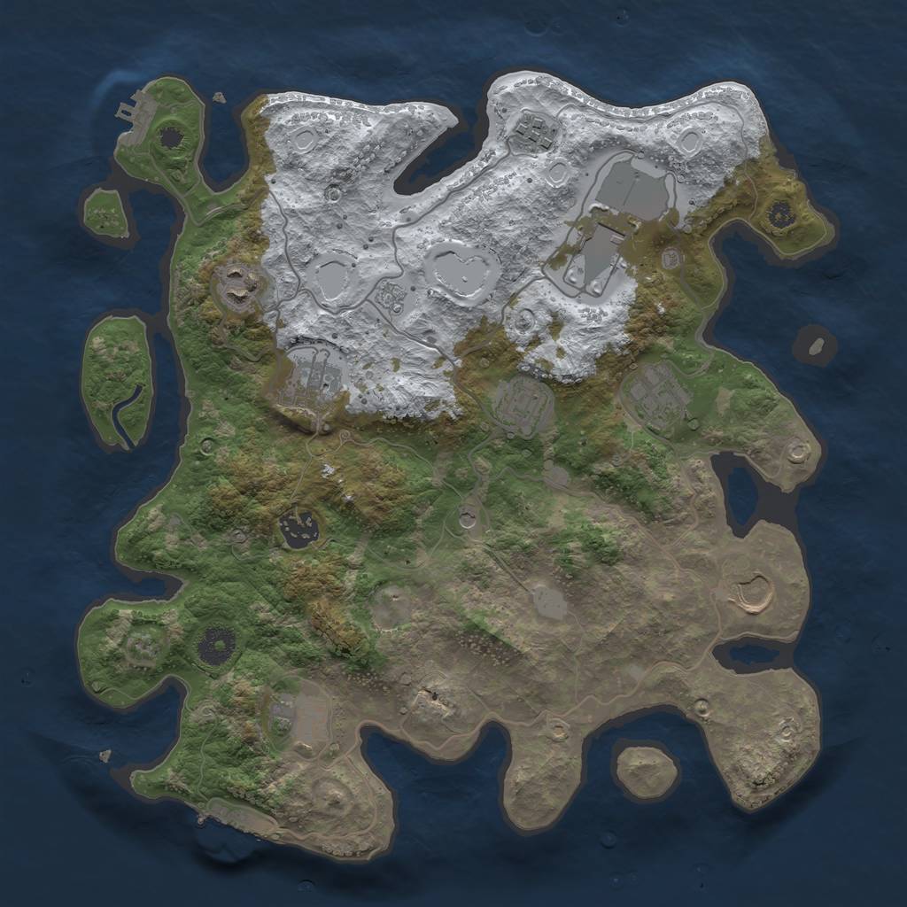 Rust Map: Procedural Map, Size: 3550, Seed: 827474, 18 Monuments