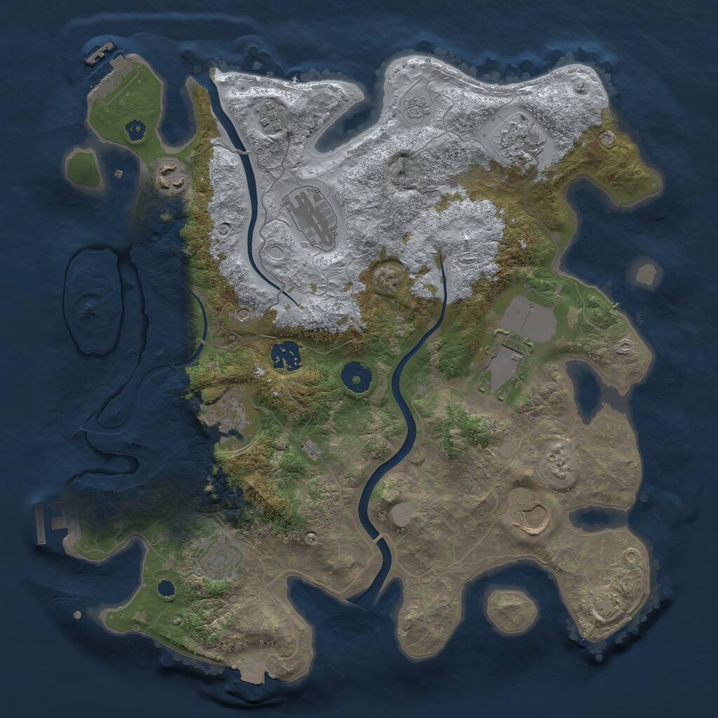 Rust Map: Procedural Map, Size: 3550, Seed: 827474, 15 Monuments