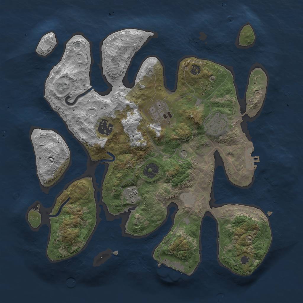 Rust Map: Procedural Map, Size: 3000, Seed: 480714285, 12 Monuments