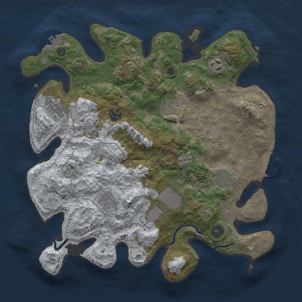 Rust Map: Procedural Map, Size: 3550, Seed: 889877, 17 Monuments