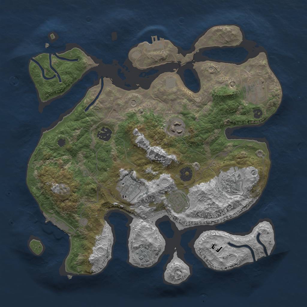 Rust Map: Procedural Map, Size: 3300, Seed: 50000, 15 Monuments