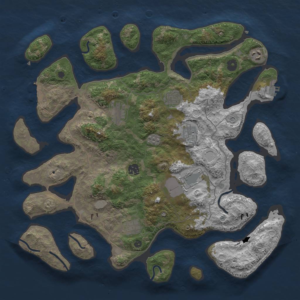 Rust Map: Procedural Map, Size: 4000, Seed: 776820, 16 Monuments