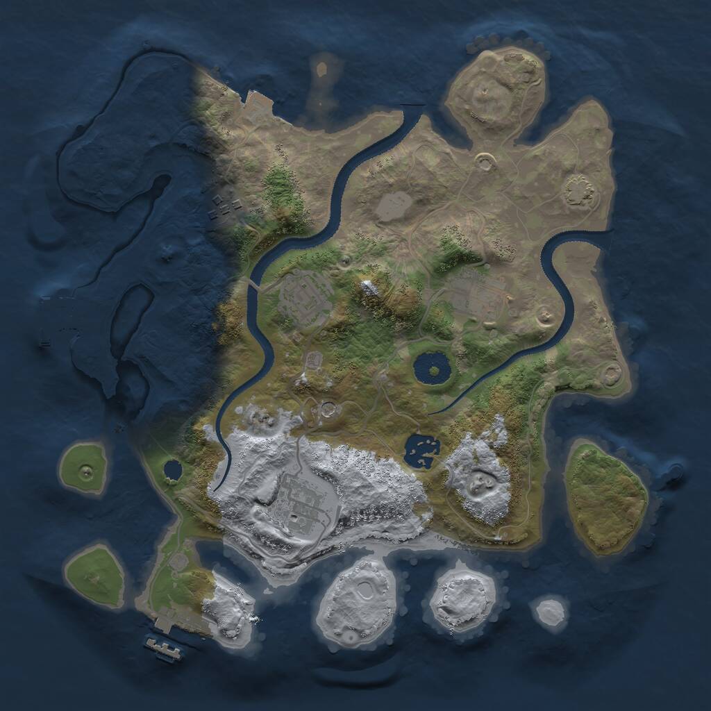 Rust Map: Procedural Map, Size: 3000, Seed: 541989873, 10 Monuments