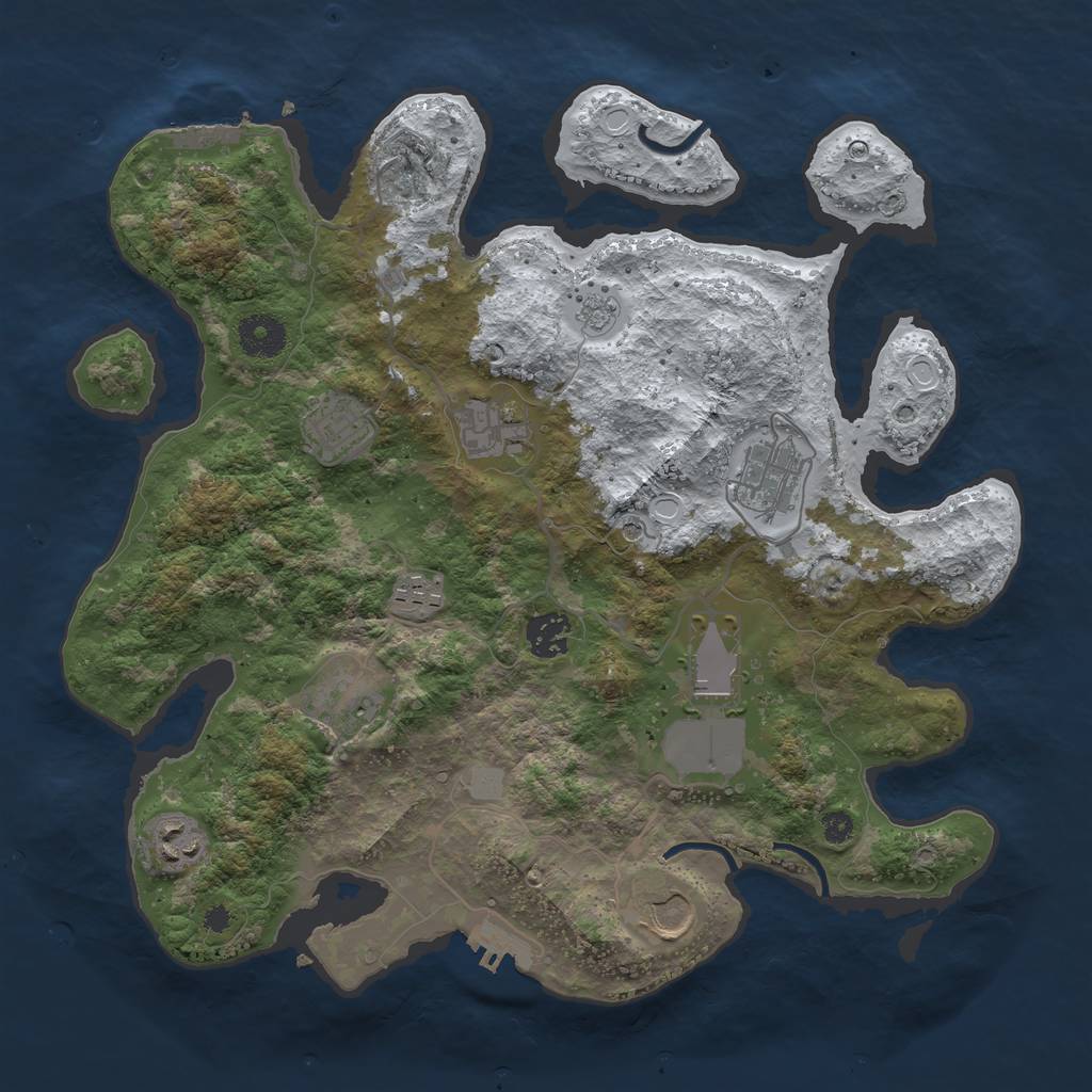 Rust Map: Procedural Map, Size: 3550, Seed: 954822, 18 Monuments