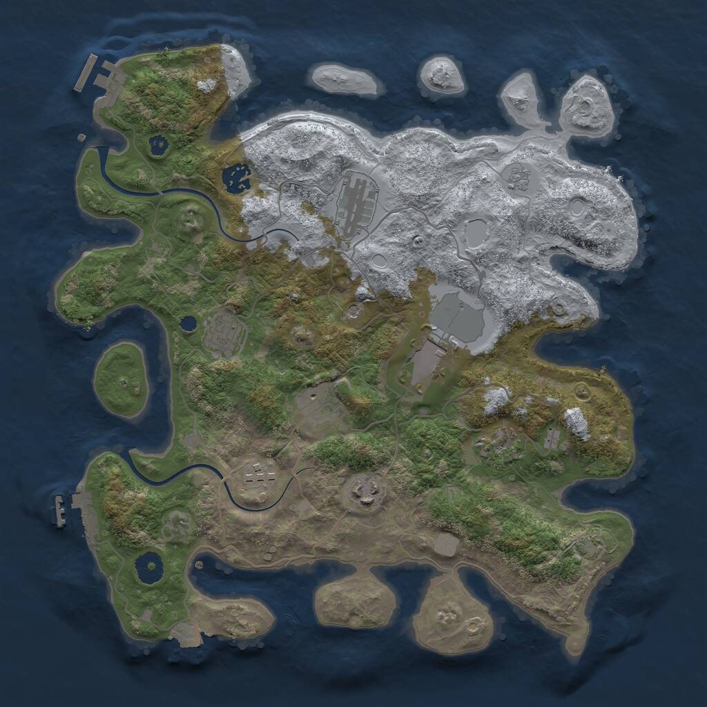 Rust Map: Procedural Map, Size: 3550, Seed: 858620, 14 Monuments