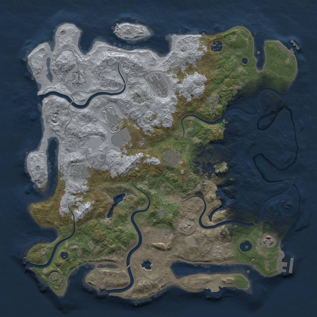 Rust Map: Procedural Map, Size: 4200, Seed: 4129578, 16 Monuments