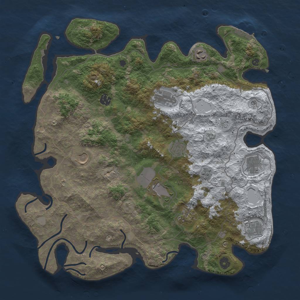 Rust Map: Procedural Map, Size: 4000, Seed: 148687, 18 Monuments