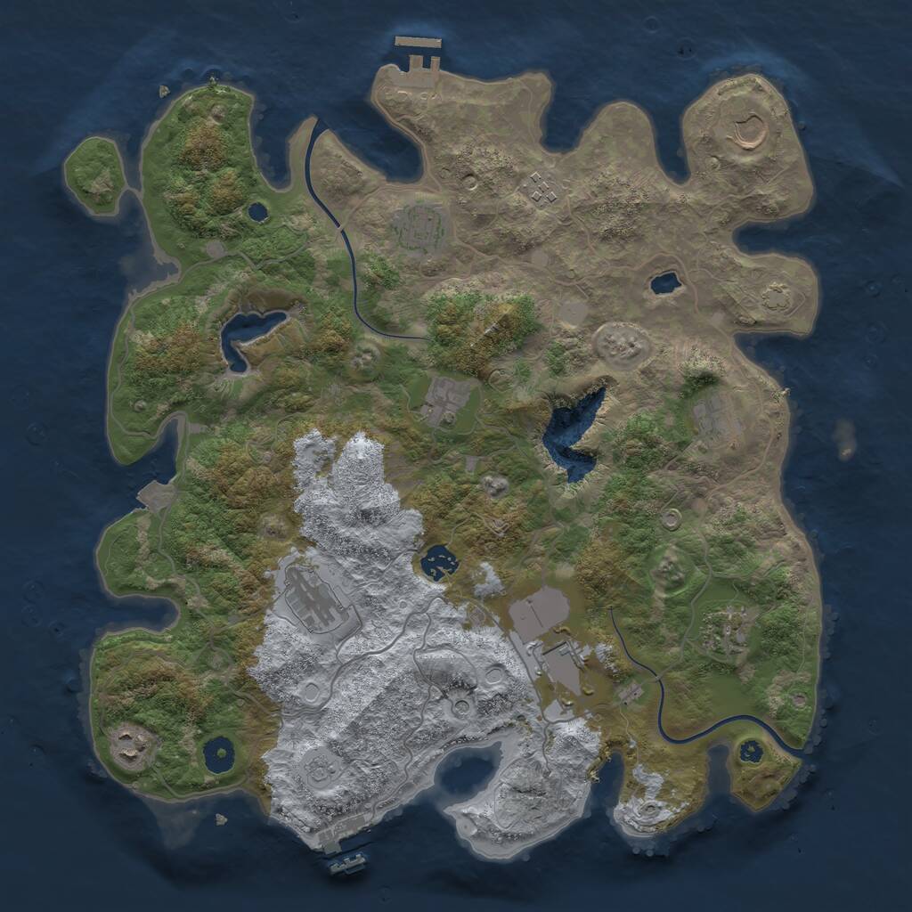 Rust Map: Procedural Map, Size: 4000, Seed: 73, 16 Monuments