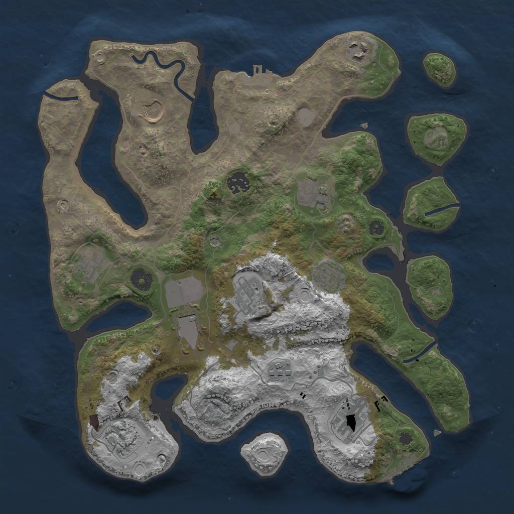 Rust Map: Procedural Map, Size: 3525, Seed: 1633154240, 19 Monuments