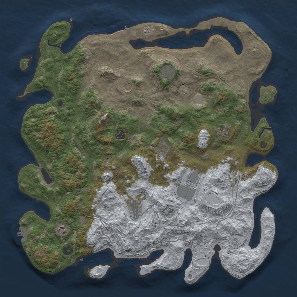 Rust Map: Procedural Map, Size: 4500, Seed: 492157, 18 Monuments