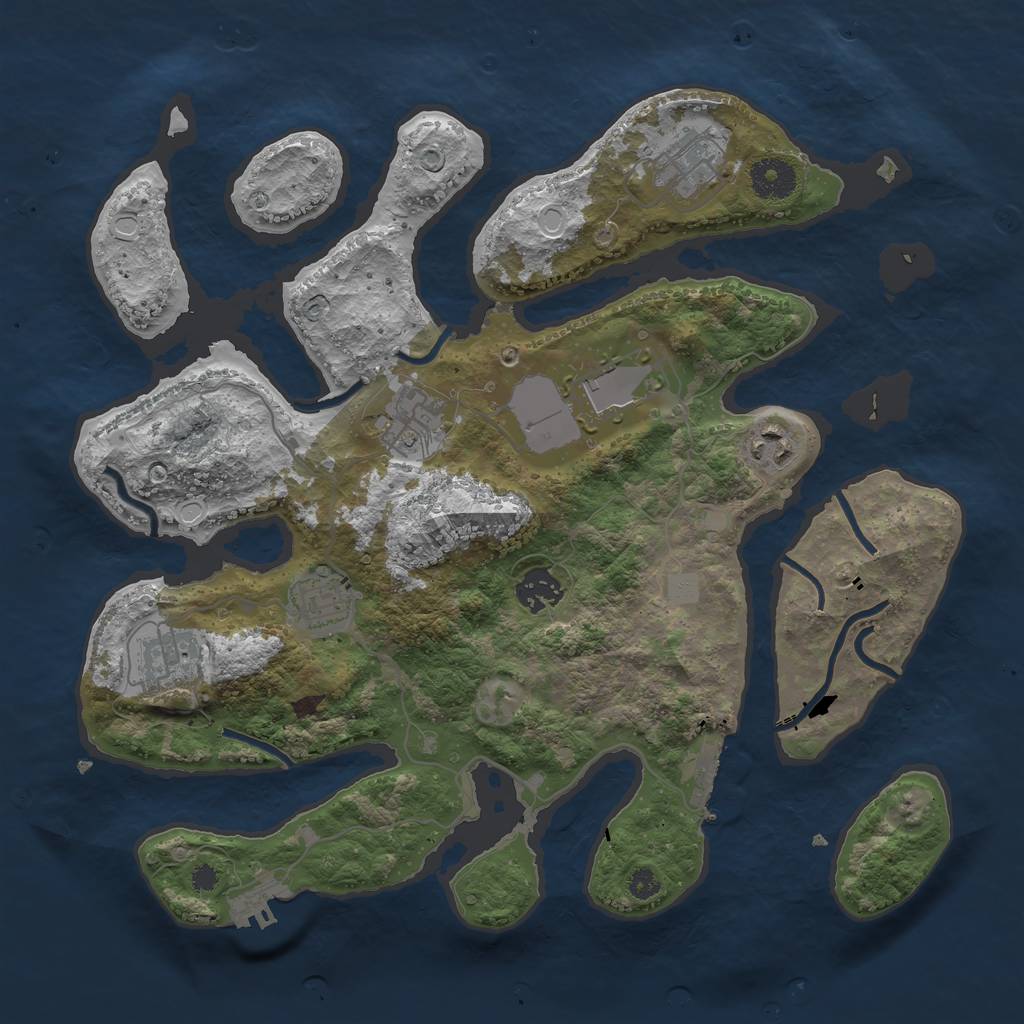 Rust Map: Procedural Map, Size: 3500, Seed: 2030200, 14 Monuments