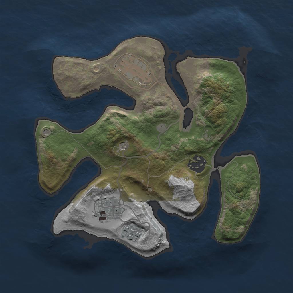 Rust Map: Barren, Size: 2500, Seed: 245348, 7 Monuments