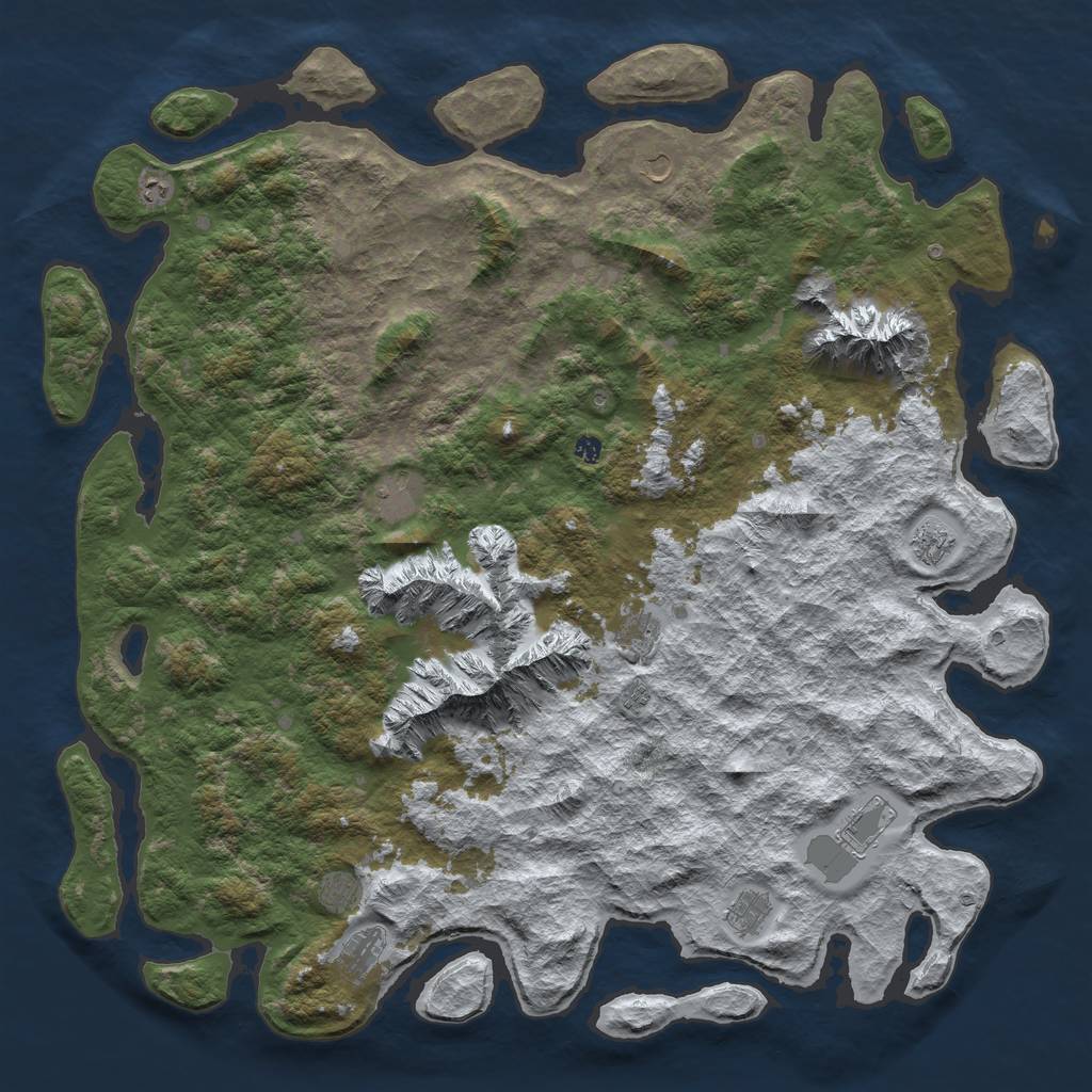 Rust Map: Barren, Size: 6000, Seed: 1500, 14 Monuments