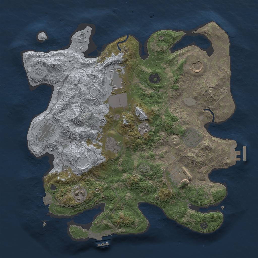 Rust Map: Procedural Map, Size: 3500, Seed: 57075, 16 Monuments