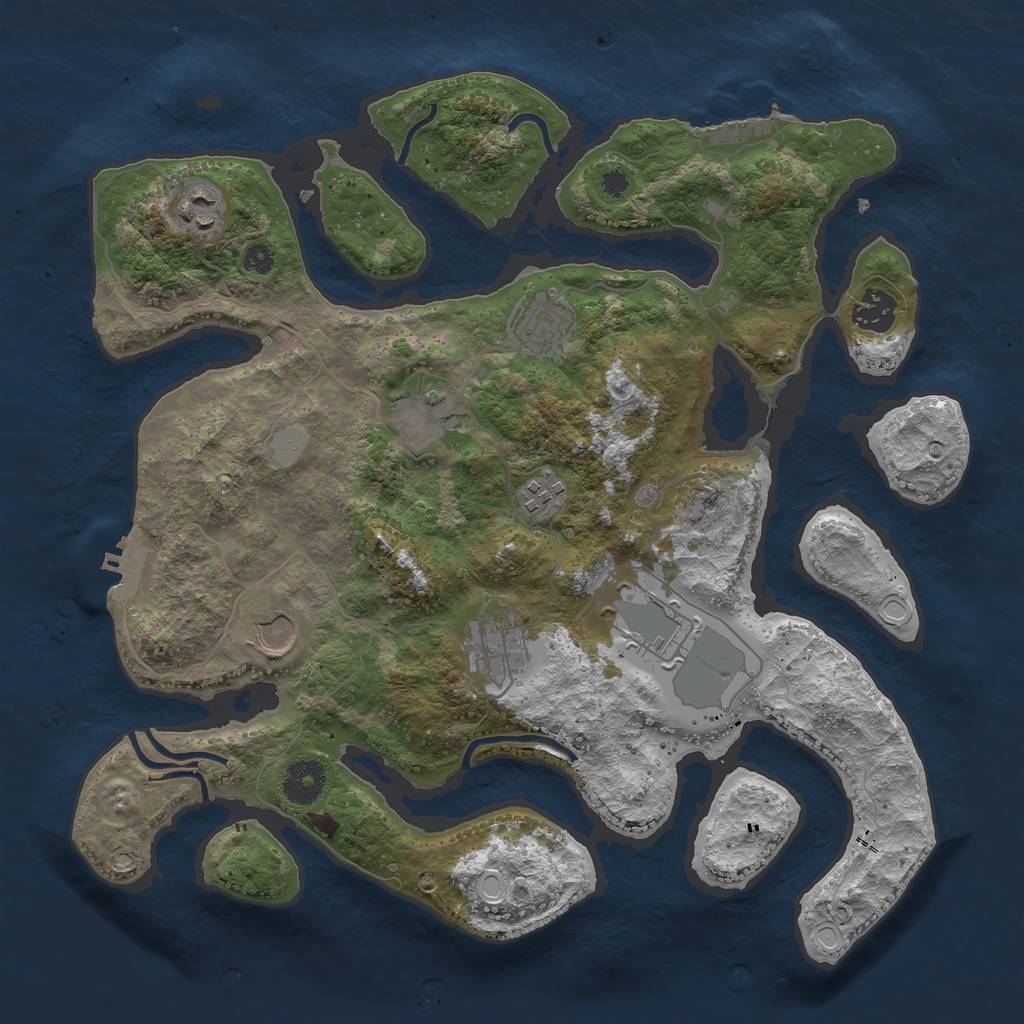 Rust Map: Procedural Map, Size: 3550, Seed: 377258, 15 Monuments