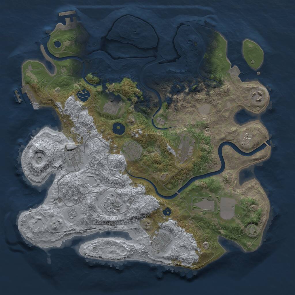 Rust Map: Procedural Map, Size: 3550, Seed: 415952, 16 Monuments